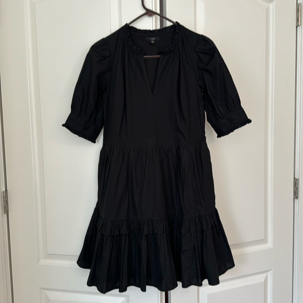 J crew black puff sleeve dress xxs